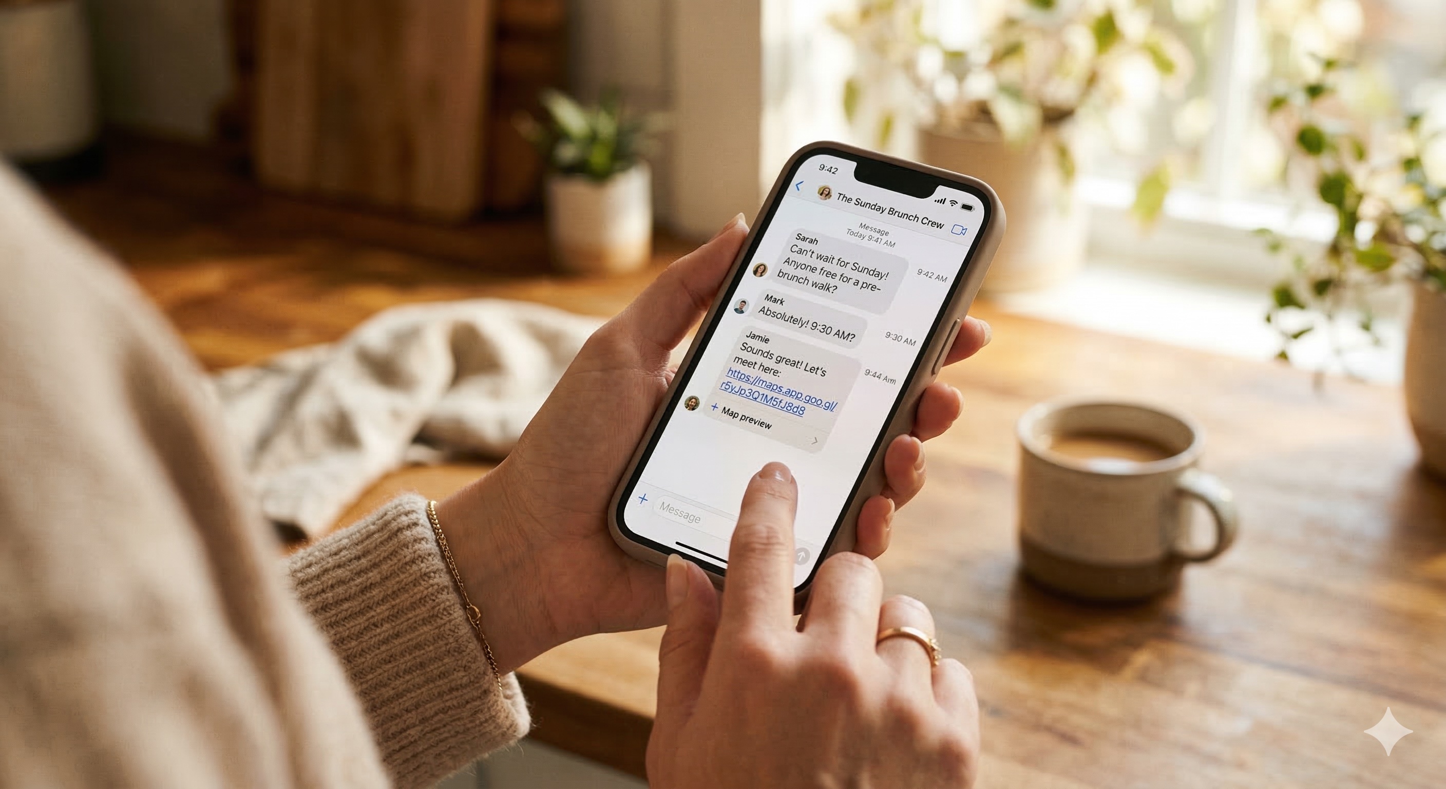 Person sharing a Dearly link in a group chat